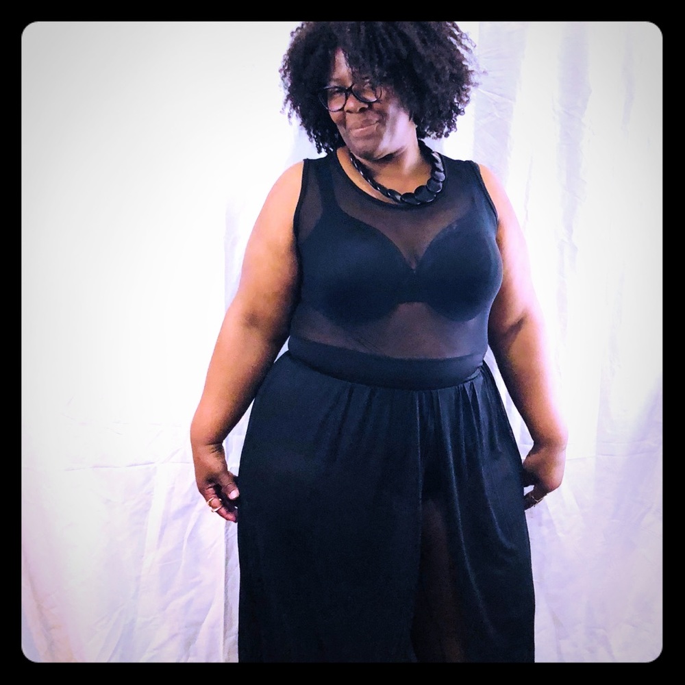 Black chiffon one piece dress